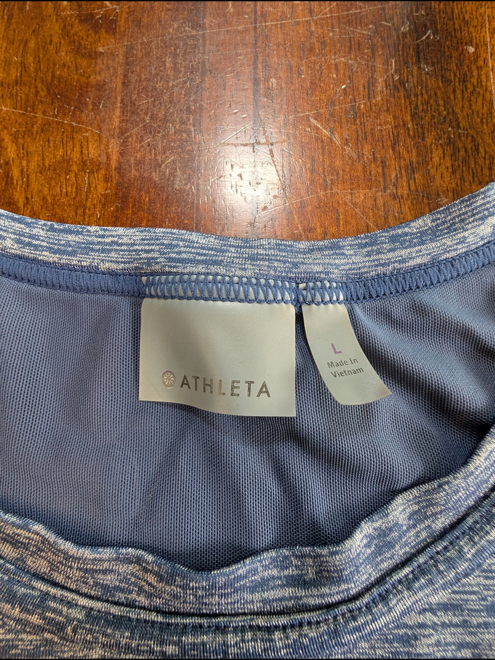 Athleta Blue Space Dye Shirt Womens L Side Split Mesh Back Activewear Casual Top - Picture 4 of 9